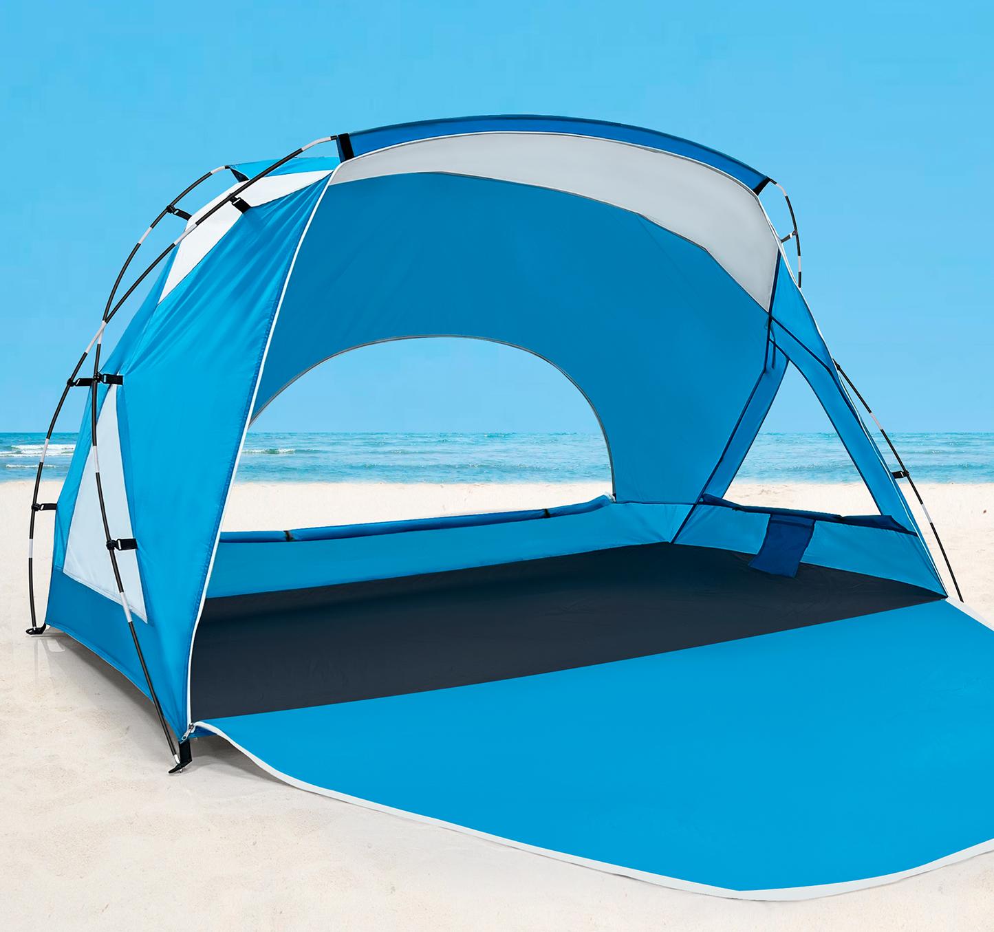 Calen Beach Tent,Beach Canopy Shade Tent with UPF 50+UV Protection for 3-4 Person, Waterproof Portable Easy Setup Beach Sun Shelter Tent for Outdoor Adventures, Camping, and Picnics with Carrying Bag