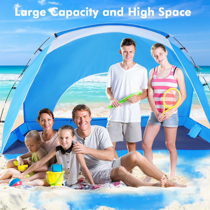 Calen Beach Tent,Beach Canopy Shade Tent with UPF 50+UV Protection for 3-4 Person, Waterproof Portable Easy Setup Beach Sun Shelter Tent for Outdoor Adventures, Camping, and Picnics with Carrying Bag