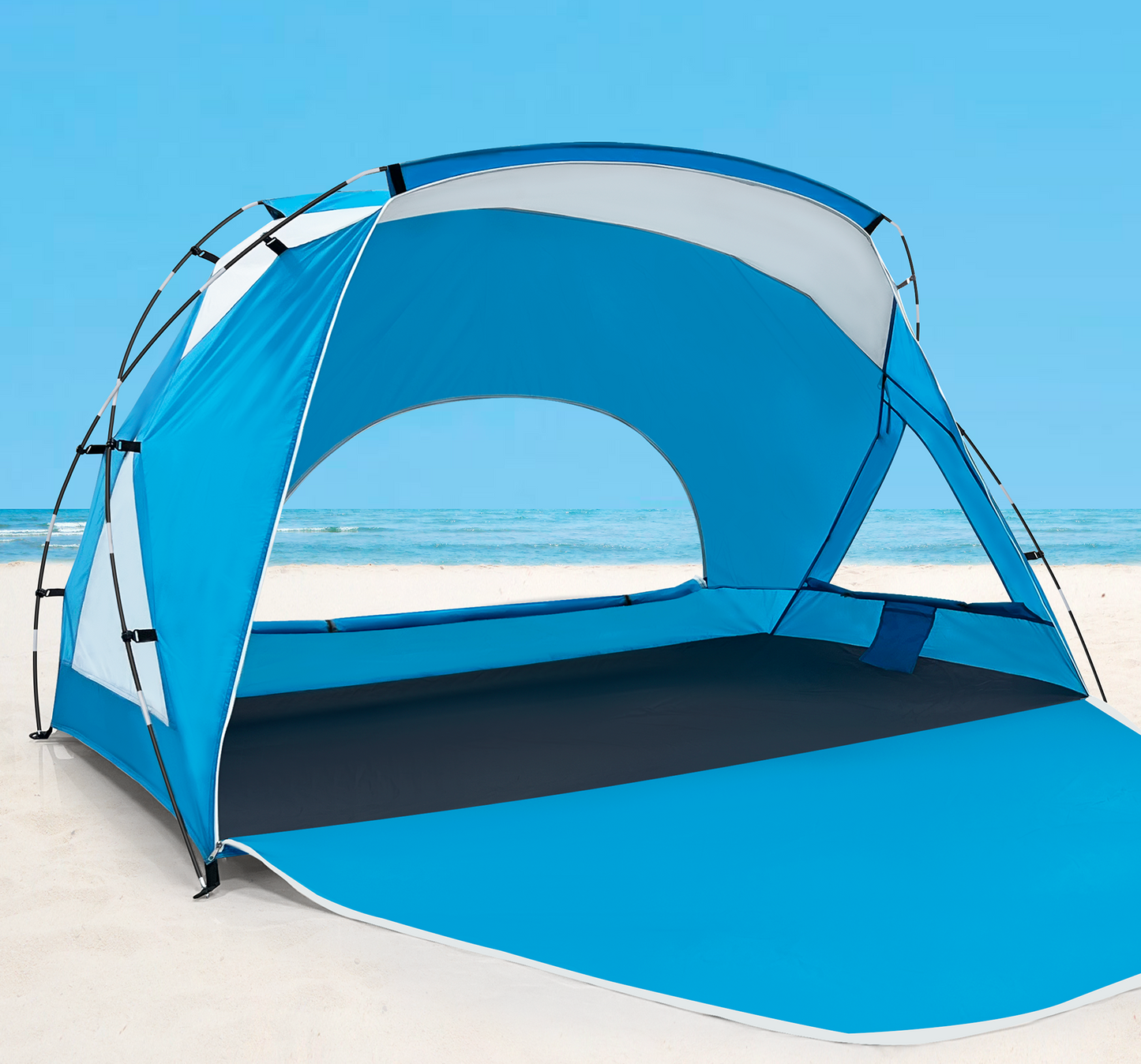 Calen Beach Tent,Beach Canopy Shade Tent with UPF 50+UV Protection for 3-4 Person, Waterproof Portable Easy Setup Beach Sun Shelter Tent for Outdoor Adventures, Camping, and Picnics with Carrying Bag